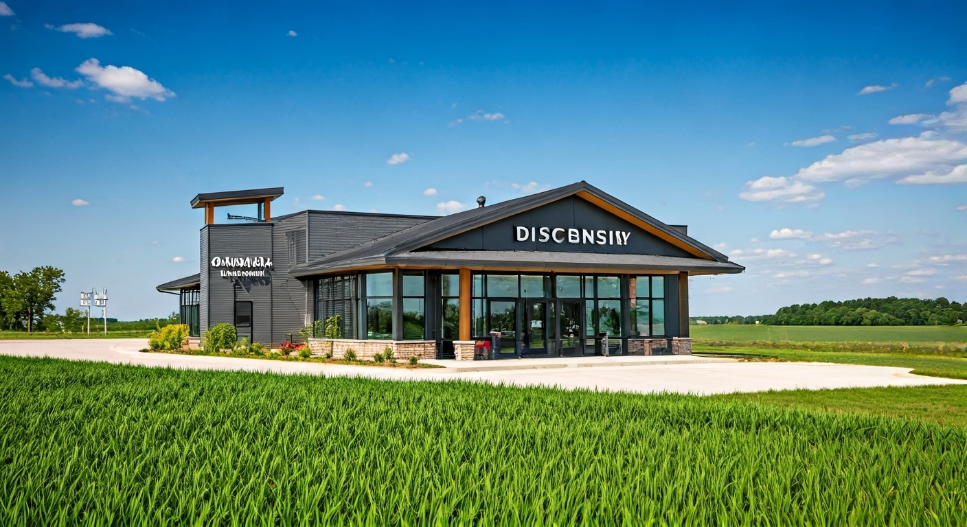 Modern Wisconsin dispensary exterior digital art