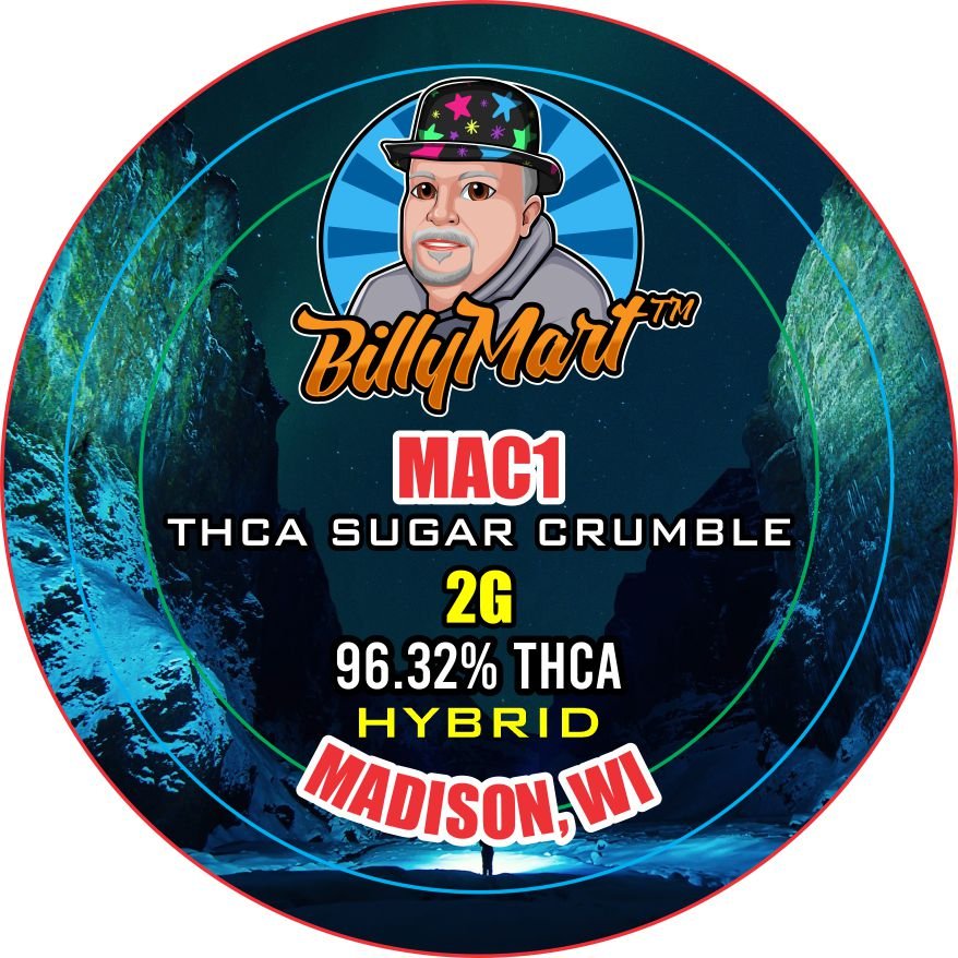BillyMart MAC1 THCA Sugar Crumble 2G 96.32% THCA Hybrid - Available at GreenRX™ Madison Wisconsin