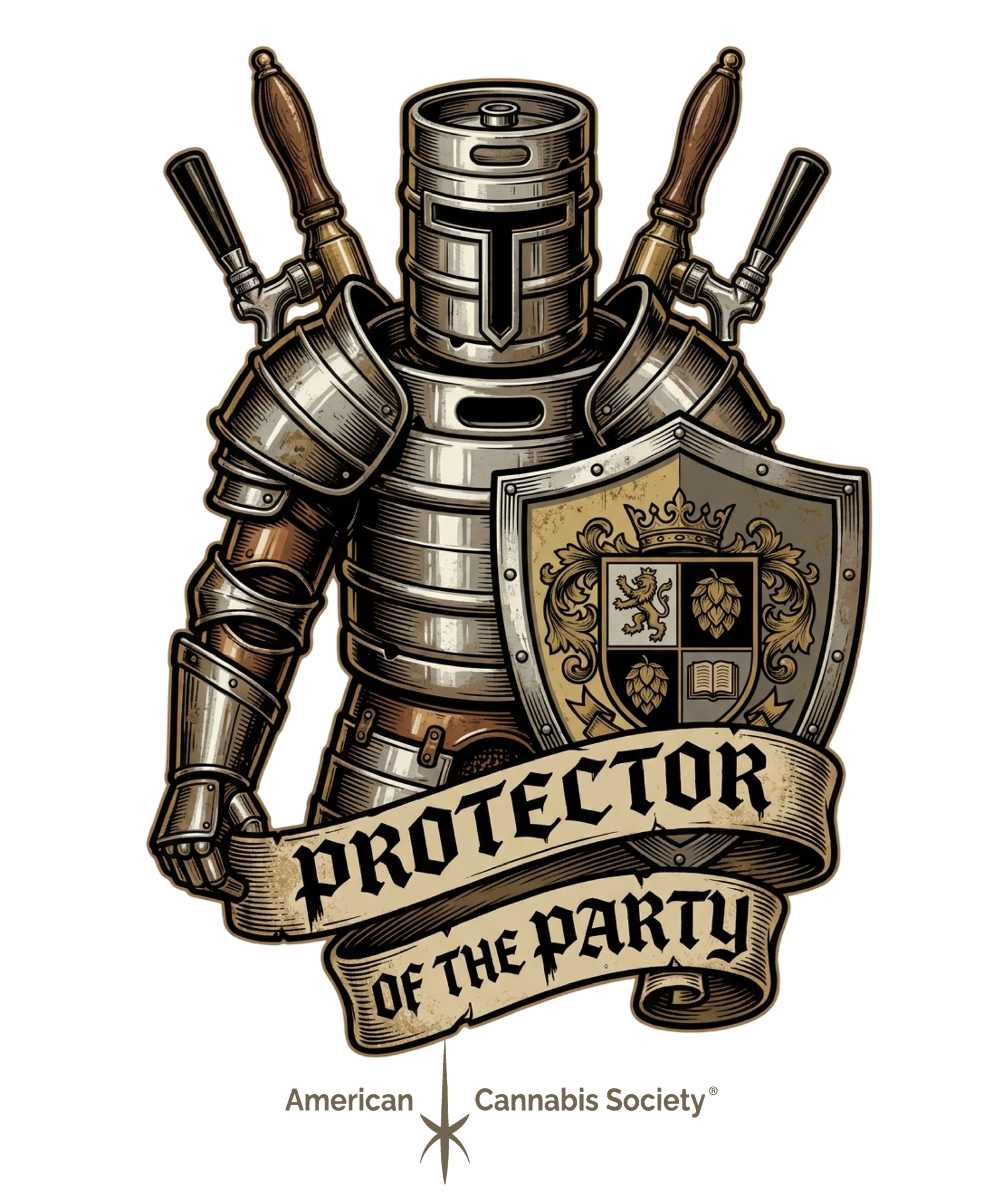 Protector of the Party THCFACTOR cannabis clothing knight design from Wisconsin